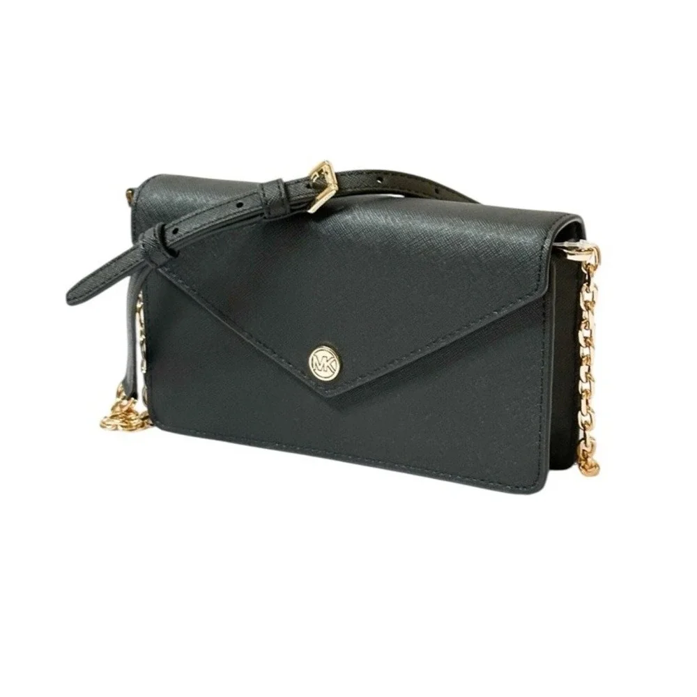 Michael‎ Kors Small Saffiano Leather Envelope Crossbody/Clutch Bag Black NWT